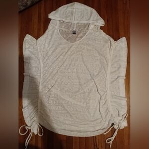 White Hooded Short Sleeve Top